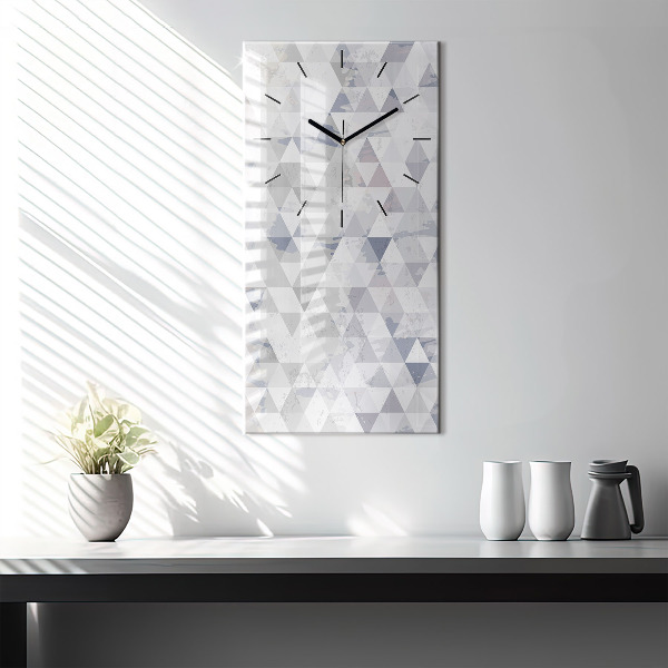Ceas vertical de perete din sticlă Model geometric