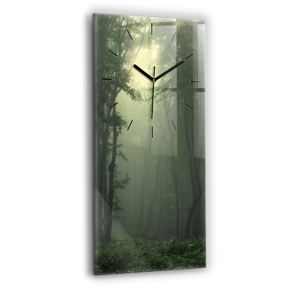 Ceas vertical de perete din sticlă Pădure cețoasă dimineața