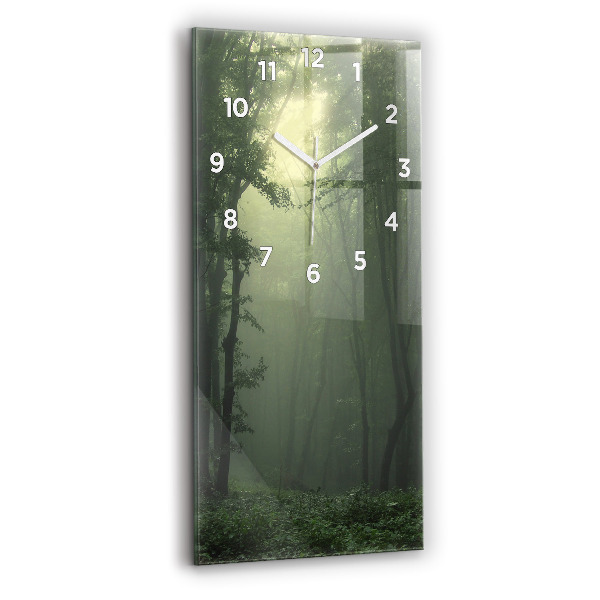 Ceas vertical de perete din sticlă Pădure cețoasă dimineața