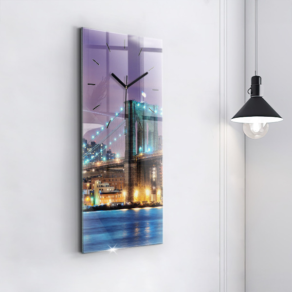 Ceas vertical de perete din sticlă Podul Brooklyn și East River
