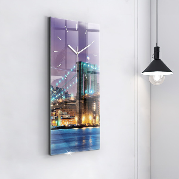 Ceas vertical de perete din sticlă Podul Brooklyn și East River