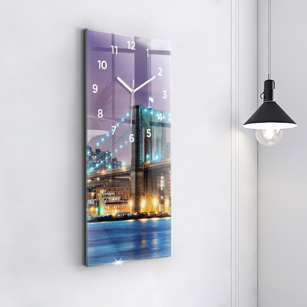 Ceas vertical de perete din sticlă Podul Brooklyn și East River
