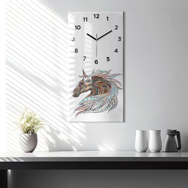 Ceas vertical de perete din sticlă Ilustrație de cal
