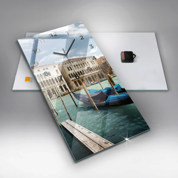 Ceas vertical de perete din sticlă Gondole Veneția Italia