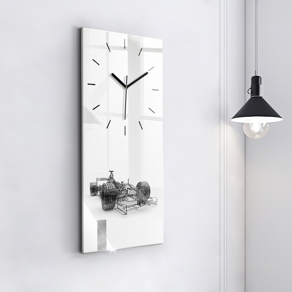 Ceas vertical de perete din sticlă Design mașină F1