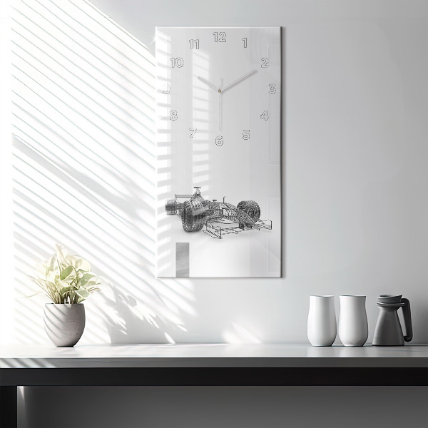 Ceas vertical de perete din sticlă Design mașină F1