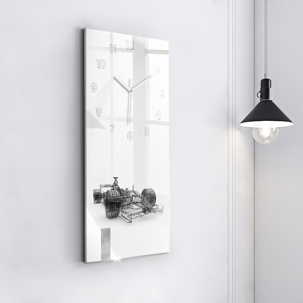 Ceas vertical de perete din sticlă Design mașină F1