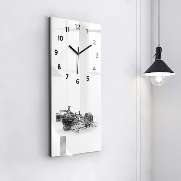 Ceas vertical de perete din sticlă Design mașină F1