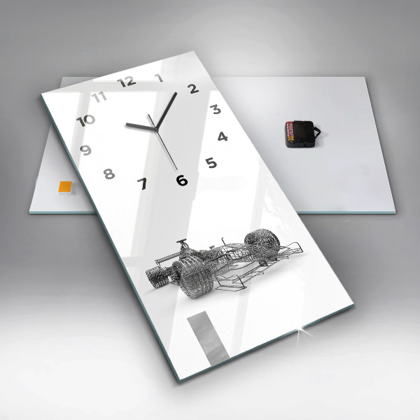 Ceas vertical de perete din sticlă Design mașină F1