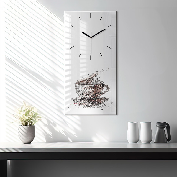 Ceas vertical de perete din sticlă ceașcă de cafea