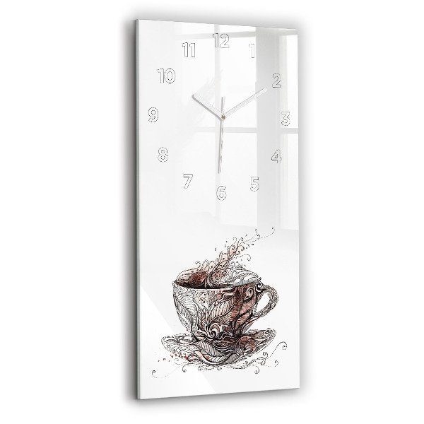Ceas vertical de perete din sticlă ceașcă de cafea