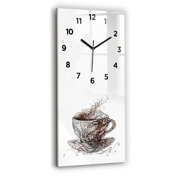 Ceas vertical de perete din sticlă ceașcă de cafea