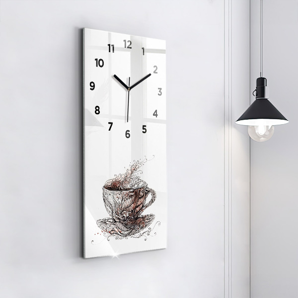 Ceas vertical de perete din sticlă ceașcă de cafea