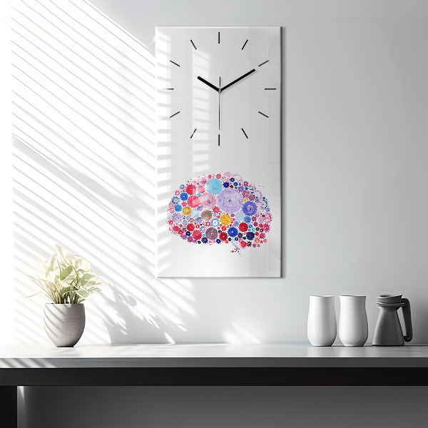 Ceas vertical de perete din sticlă Ilustrație abstractă colorată