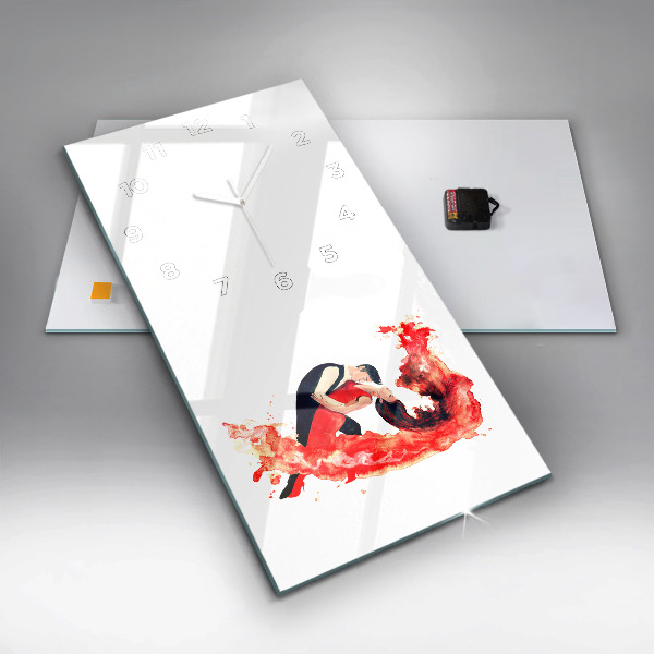 Ceas vertical de perete din sticlă Un tango senzual plin de emoții