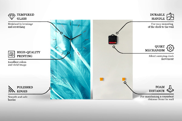 Ceas vertical de perete din sticlă Maci vopsiți în roșu