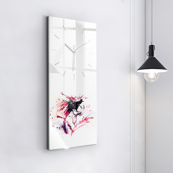 Ceas vertical de perete din sticlă Abstracția iubitorilor