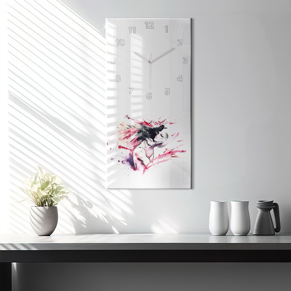 Ceas vertical de perete din sticlă Abstracția iubitorilor