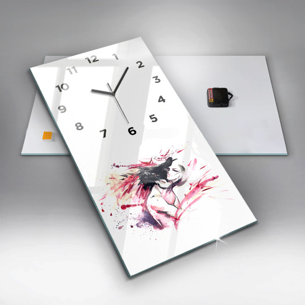 Ceas vertical de perete din sticlă Abstracția iubitorilor