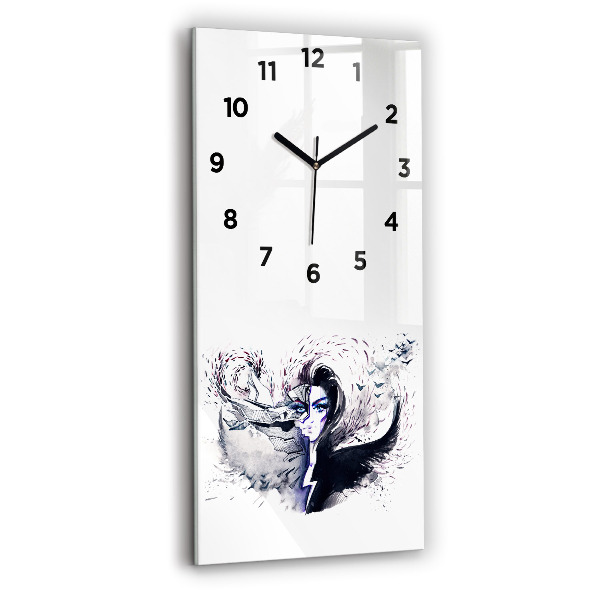 Ceas vertical de perete din sticlă Ilustrație de femei