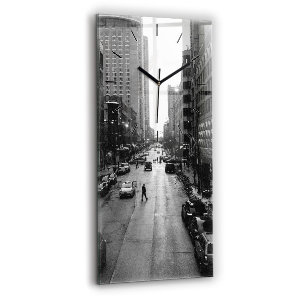 Ceas vertical de perete din sticlă Străzile orașului Chicago