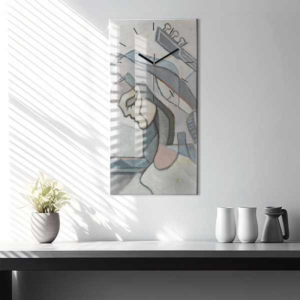 Ceas vertical de perete din sticlă Pictura abstractă