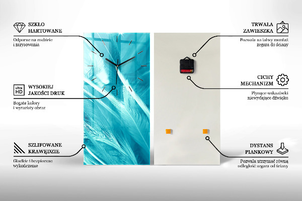 Ceas vertical de perete din sticlă Pictura abstractă
