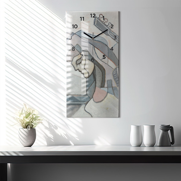 Ceas vertical de perete din sticlă Pictura abstractă