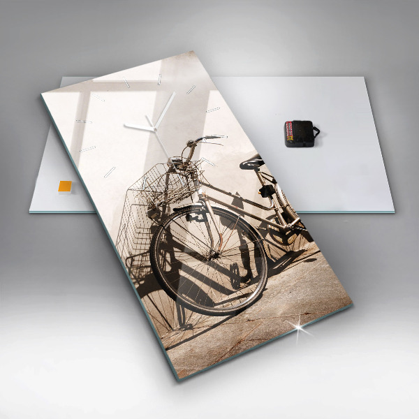 Ceas vertical de perete din sticlă bicicleta italiană