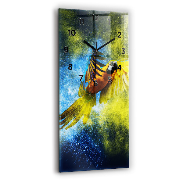 Ceas vertical de perete din sticlă Papagal colorat