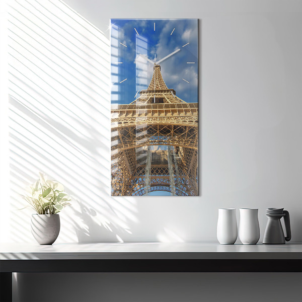 Ceas vertical de perete din sticlă Turnul Eiffel din Franța