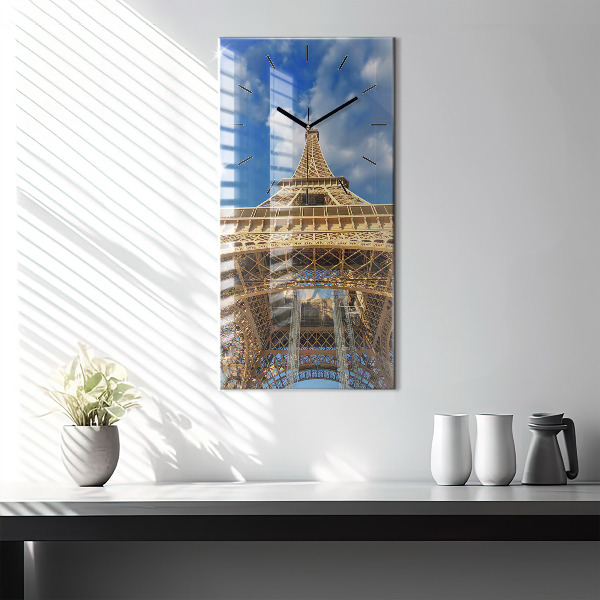 Ceas vertical de perete din sticlă Turnul Eiffel din Franța