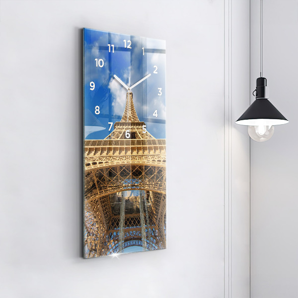 Ceas vertical de perete din sticlă Turnul Eiffel din Franța