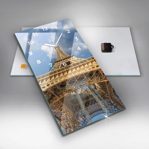 Ceas vertical de perete din sticlă Turnul Eiffel din Franța