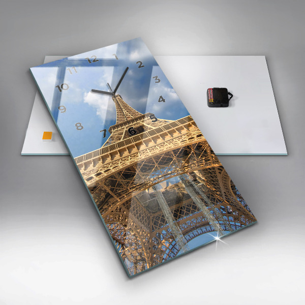Ceas vertical de perete din sticlă Turnul Eiffel din Franța