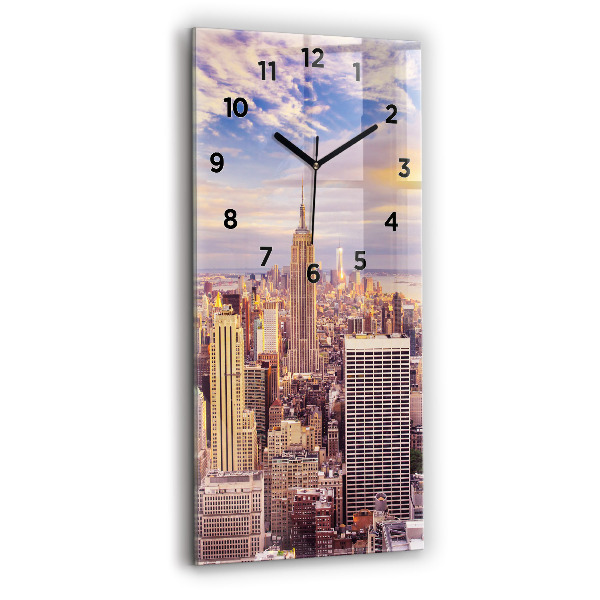 Ceas vertical de perete din sticlă Apus de soare New York
