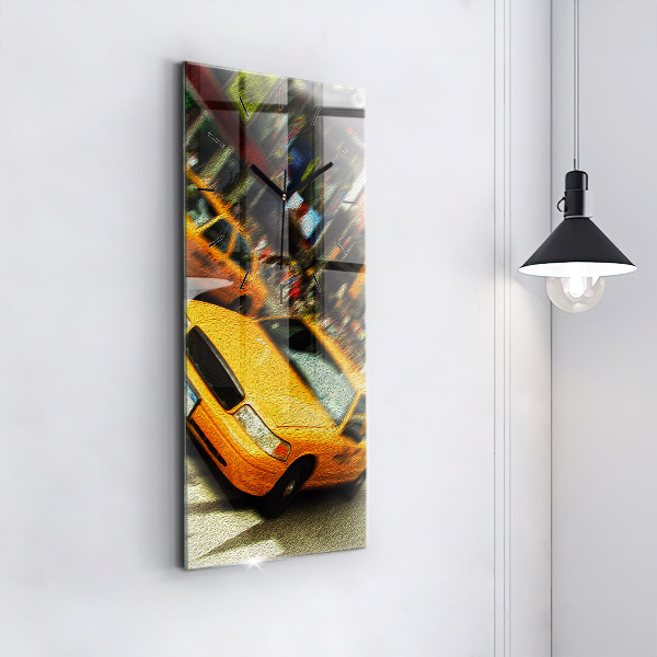 Ceas vertical de perete din sticlă Taxiuri din New York