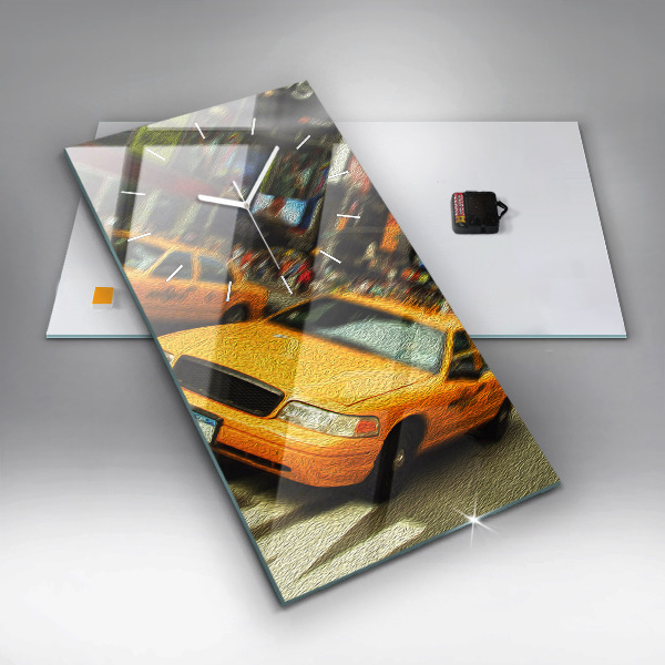 Ceas vertical de perete din sticlă Taxiuri din New York