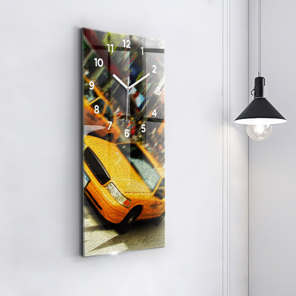 Ceas vertical de perete din sticlă Taxiuri din New York