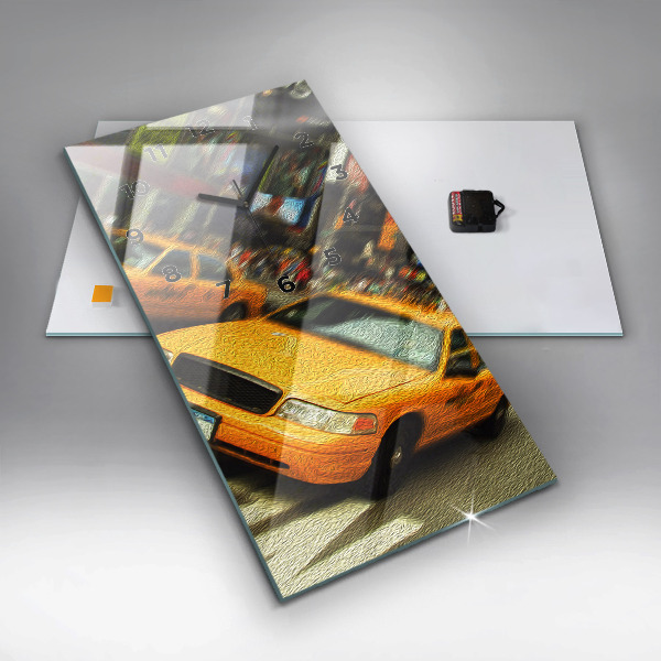 Ceas vertical de perete din sticlă Taxiuri din New York