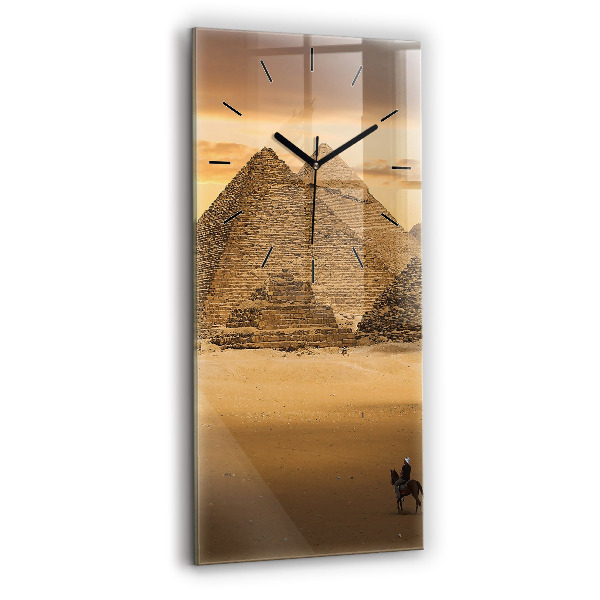 Ceas vertical de perete din sticlă Piramide și apus