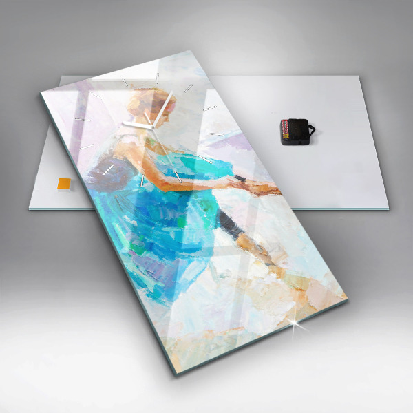 Ceas vertical de perete din sticlă Pregătirea balerinei