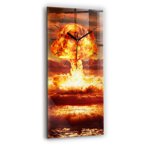 Ceas vertical de perete din sticlă Explozia unei bombe atomice
