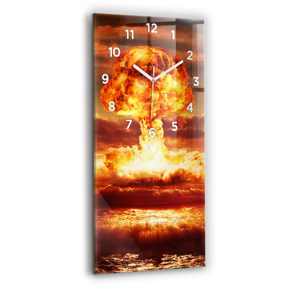 Ceas vertical de perete din sticlă Explozia unei bombe atomice