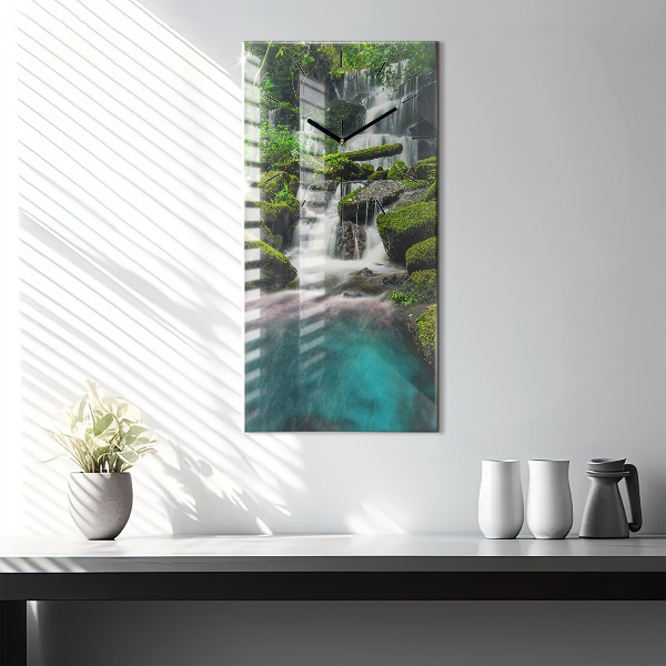 Ceas vertical de perete din sticlă Cascada Thailanda