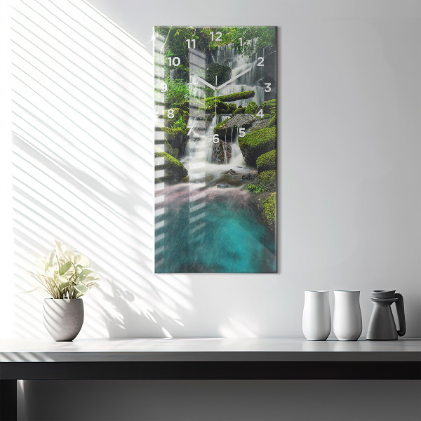 Ceas vertical de perete din sticlă Cascada Thailanda