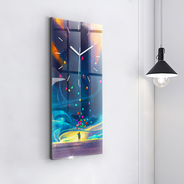 Ceas vertical de perete din sticlă Copil și baloane