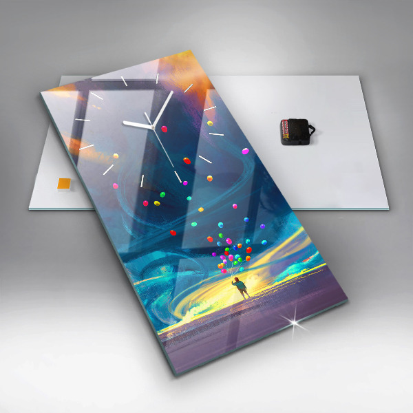 Ceas vertical de perete din sticlă Copil și baloane