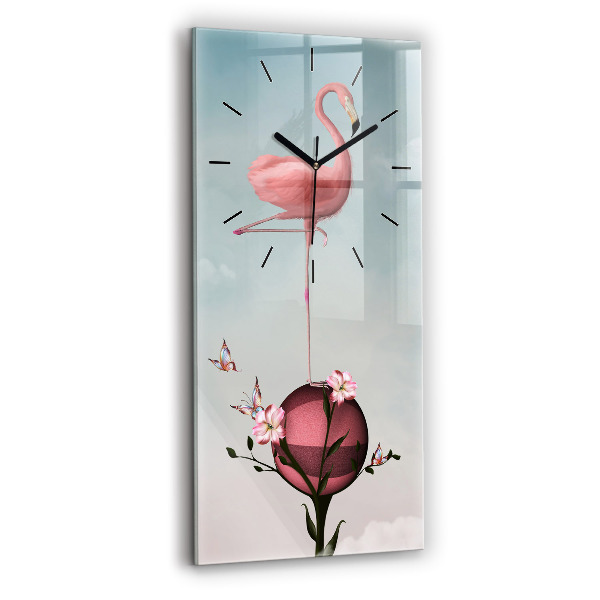 Ceas vertical de perete din sticlă Flamingo suprarealist