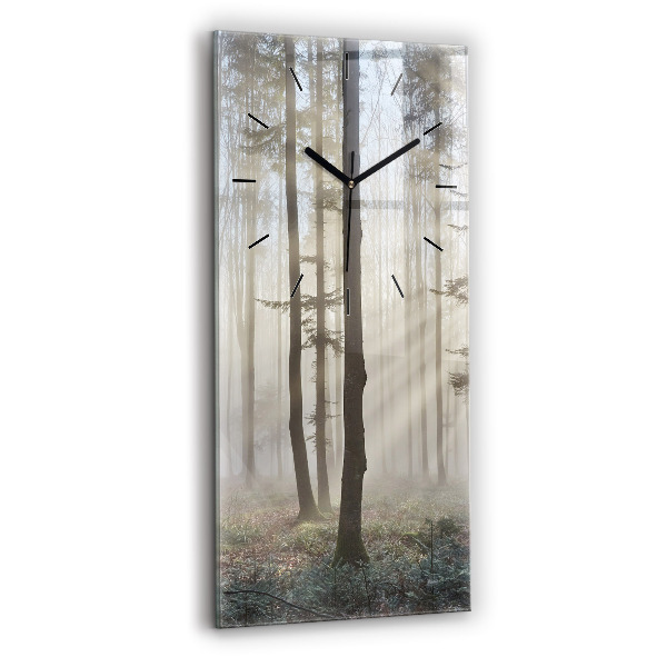 Ceas vertical de perete din sticlă Pădure în ceață